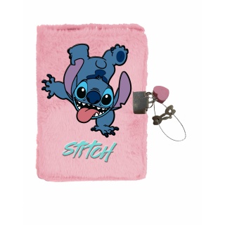 PAMIĘTNIK PLUSZOWY Z KŁÓDKĄ STITCH DS24GW-3677, Pamiętniki, Zeszyty i bloki