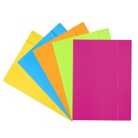 Teczka z gumką OFFICE PRODUCTS, Fluo soft touch, karton/lakier, A4, 320gsm, 3-skrz., mix kolorów, Teczki płaskie, Archiwizacja dokumentów