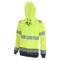 Warning hooded sweatshirt BEESWIFT, size XL, yellow/navy blue