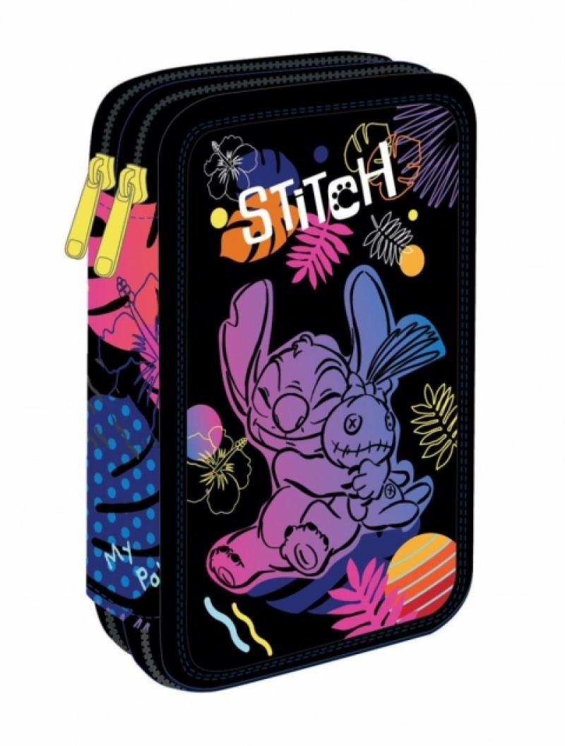 PIÓRNIK PODW.Z WYPOS.JUMPER 2 STITCH DISNEY BLACK, Piórniki, Tekstylia