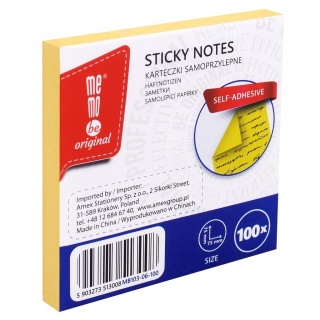 Memobe Bloczek samoprz.75x75mm.100k.ŻÓŁTY, Karteczki samoprzylepne, Galanteria papiernicza