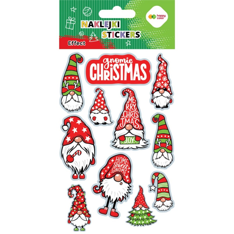 NAKLEJKI EFFECT-XMAS GNOME 10x20cm.H.COLOR, Naklejki, Art. kreatywne