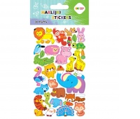 NAKLEJKI 3D PUFFY ANIMALS 10x20cm.H.COLOR, Naklejki, Art. kreatywne