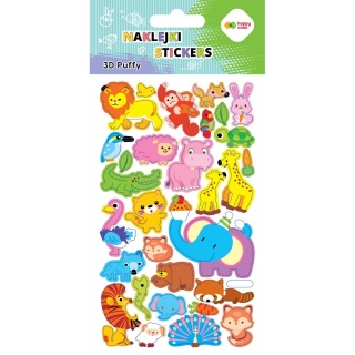 NAKLEJKI 3D PUFFY ANIMALS 10x20cm.H.COLOR, Naklejki, Art. kreatywne