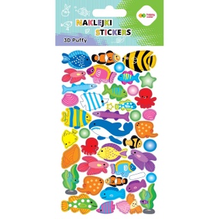 NAKLEJKI 3D PUFFY FISHES 10x20cm.H.COLOR, Naklejki, Art. kreatywne