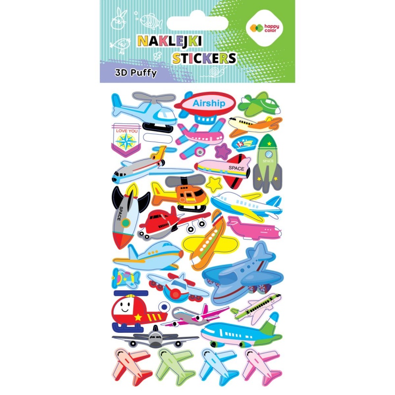 NAKLEJKI 3D PUFFY AIRCRAFT10x20cm.H.COLOR, Naklejki, Art. kreatywne