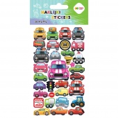 NAKLEJKI 3D PUFFY CARS 10x20cm.H.COLOR, Naklejki, Art. kreatywne