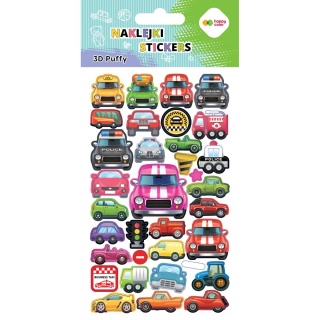 NAKLEJKI 3D PUFFY CARS 10x20cm.H.COLOR, Naklejki, Art. kreatywne