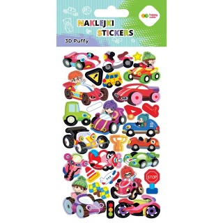 NAKLEJKI 3D PUFFY VEHICLES 10x20cm.H.COLOR, Naklejki, Art. kreatywne