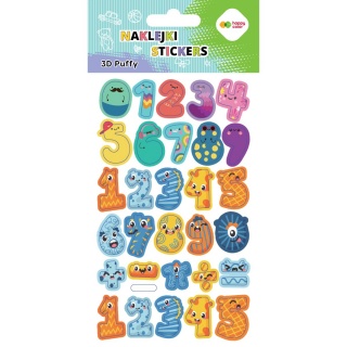 NAKLEJKI 3D PUFFY NUMBERS 10x20cm.H.COLOR, Naklejki, Art. kreatywne