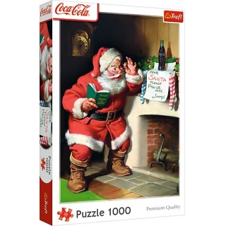 PUZZLE 1000 XMAS COCA-COLA MIKOŁAJ PRZY KOMINKU !!, 1000 elementów, Puzzle