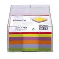 Przybornik na biurko OFFICE PRODUCTS, z kolorowymi karteczkami, plastikowy, transparentny, Przyborniki na biurko, Drobne akcesoria biurowe