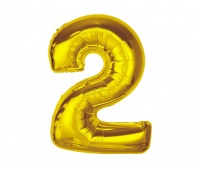 BALON FOLIOWY SMART CYFRA 2 ZŁOTA 92cm.