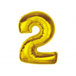 BALON FOLIOWY SMART CYFRA 2 ZŁOTA 92cm., Balony, Art. na okazje i przyjęcia