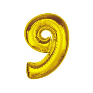 BALON FOLIOWY SMART CYFRA 9 ZŁOTA 92cm., Balony, Art. na okazje i przyjęcia