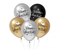 BALONY B&C WITAMY NOWY ROK 12" 5szt., Balony, Art. na okazje i przyjęcia