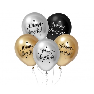 BALONY B&C WITAMY NOWY ROK 12" 5szt., Balony, Art. na okazje i przyjęcia