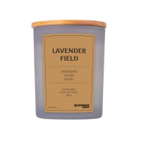 Soy candle DONAU HOME, in glass, wooden lid and wick, Lavender Field, 200g