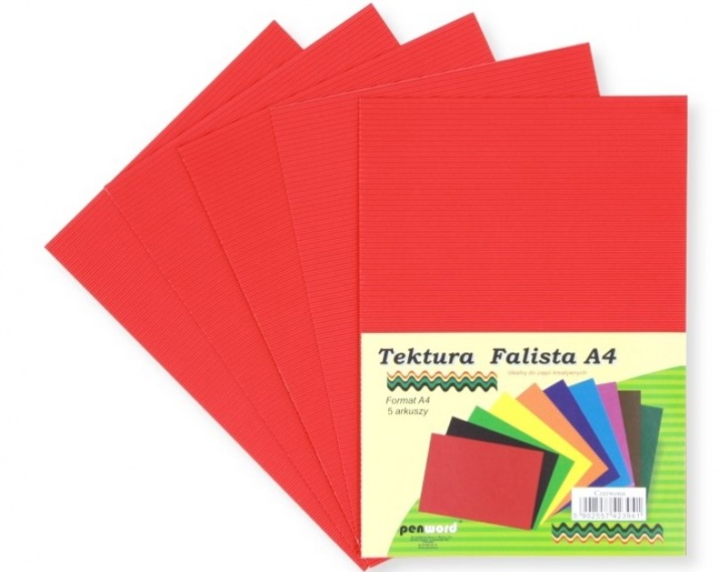 TEKTURA FALISTA A4 CZERWONA /5/, Brystole, kartony, Papier