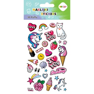 NAKLEJKI 3D PUFFY FUNKY SWEET 10x20cm.H.COLOR, Naklejki, Art. kreatywne
