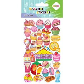 NAKLEJKI 3D PUFFY SWEETS 10x20cm.H.COLOR, Naklejki, Art. kreatywne