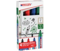 Marker do flipchartów e-380 EDDING, 1,5-3 mm, 4 szt., mix kolorów, Markery, Artykuły do pisania i korygowania