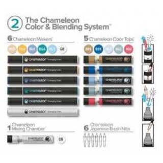 MARKERY CHAMELEON Colour&Blending System #2 18kol., Markery permanentne, Art. do pisania i korygowania