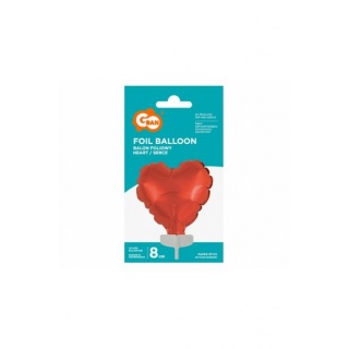 BALON FOLIOWY 8cm.CZERWONE SERCE NA PATYCZKU, Balony, Art. na okazje i przyjęcia