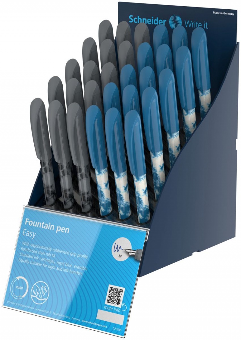 SIS Display piór wiecznych SCHNEIDER Easy, M, 30 szt., mix kolorów, Pióra, Artykuły do pisania i korygowania
