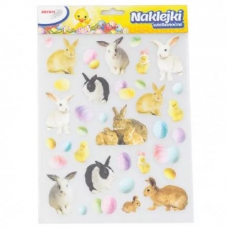 NAKLEJKI WIELKANOCNE CLE04 KRÓLIKI/ PISANKI, Naklejki, Art. kreatywne