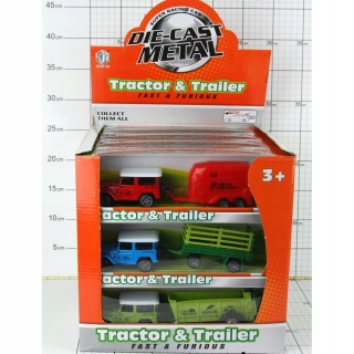 TRAKTOR METALOWY Z PRZYCZEPĄ 0034, Pojazdy, Zabawki