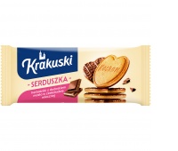 Ciastka KRAKUSKI, serduszka maślane w czekoladzie mlecznej, 171g, Ciastka, Artykuły spożywcze