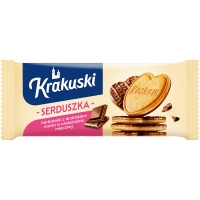 Ciastka KRAKUSKI, serduszka maślane w czekoladzie mlecznej, 171g, Ciastka, Artykuły spożywcze