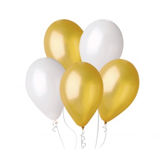 BALONY GM90 METAL 10" ZŁOTE I PERŁOWE 50szt., Balony, Art. na okazje i przyjęcia