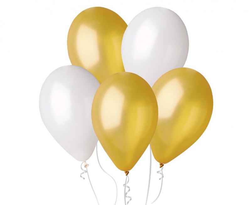 BALONY GM90 METAL 10" ZŁOTE I PERŁOWE 50szt., Balony, Art. na okazje i przyjęcia