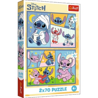 Puzzle 2x70 - Ze Stitchem nie ma nudy !!, 2w1, Puzzle