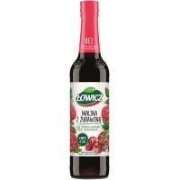 Syrop owocowy ŁOWICZ, malina z żurawiną, 400ml, Syropy owocowe, Artykuły spożywcze