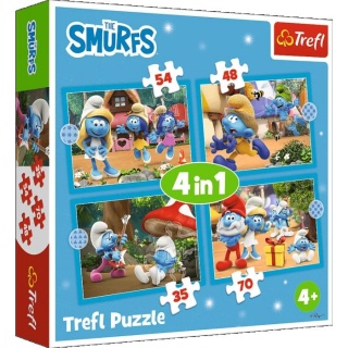 PUZZLE 4W1 WIOSKA SMERFÓW !!, 4w1, Puzzle