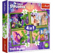 Puzzle 4w1 - Świat Smoka Diplodoka !!, 4w1, Puzzle