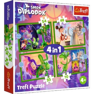 Puzzle 4w1 - Świat Smoka Diplodoka !!, 4w1, Puzzle