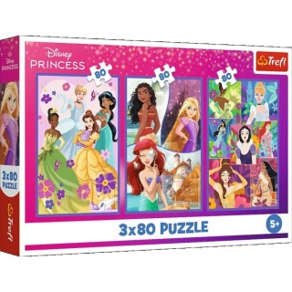 Puzzle 3x80 - Księżniczki przyjaciółki !!, 3w1, Puzzle