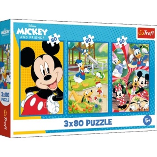 Puzzle 3x80 - Ekipa Myszki Miki !!, 3w1, Puzzle