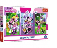 Puzzle 3x80 - Minnie i przyjaciele !!, 3w1, Puzzle