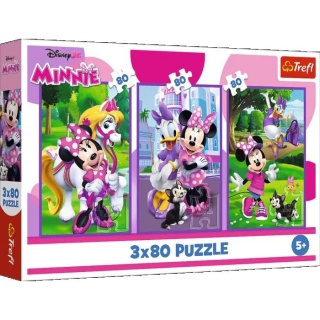 Puzzle 3x80 - Minnie i przyjaciele !!, 3w1, Puzzle