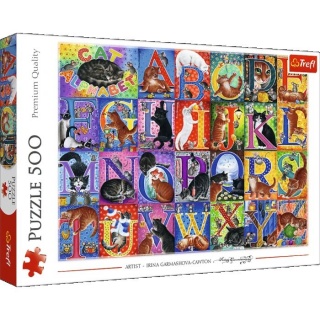Puzzle 500 - Koci alfabet !!, 500 elementów, Puzzle