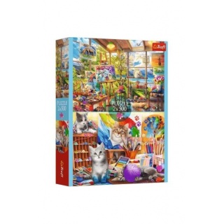 Puzzle 2x500 - Sztuka malowania !!, 2w1, Puzzle