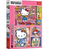 Puzzle 2x200 - Hello Kitty i przyjaciele !!, 2w1, Puzzle