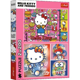 Puzzle 2x200 - Hello Kitty i przyjaciele !!, 2w1, Puzzle