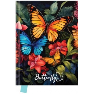 Pamiętnik Butterfly 14x18cm.80k., Pamiętniki, Zeszyty i bloki
