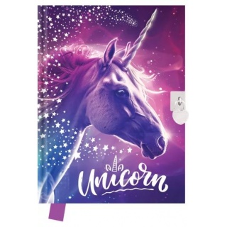 Pamiętnik z kłódką Unicorn 14x18cm.80k., Pamiętniki, Zeszyty i bloki